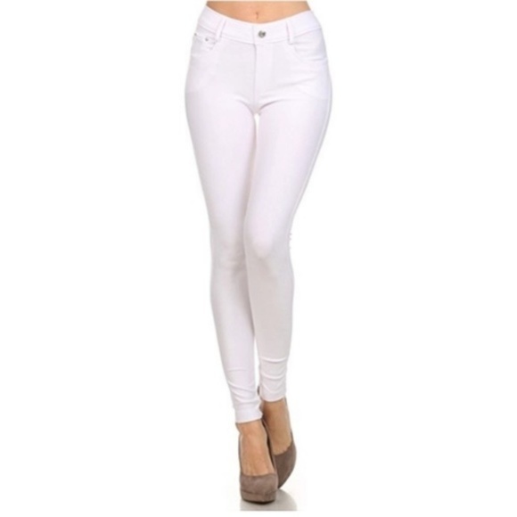 Pants - Basic White Full Length Jeggings